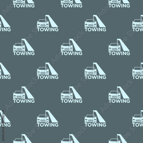 Tow truck with crane seamless pattern isolated on color background
