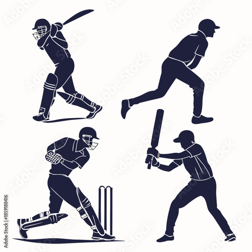 Cricket players in action