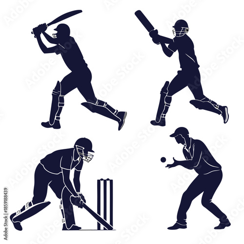 Cricket players in action