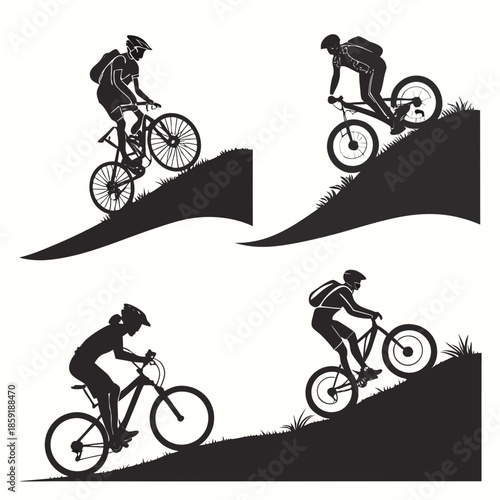 Mountain biking silhouettes