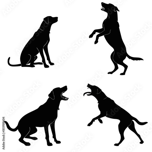 Dog silhouettes in various poses