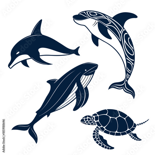 Marine life silhouettes