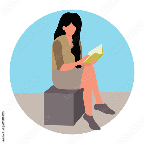 Illustration of Person Reading a Book