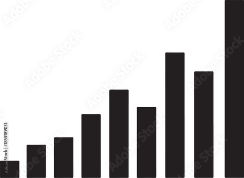 Increasing business growth chart with rising bars