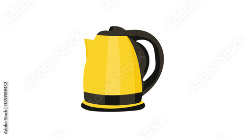 Bright yellow electric kettle with black accents, a common kitchen appliance for boiling water.