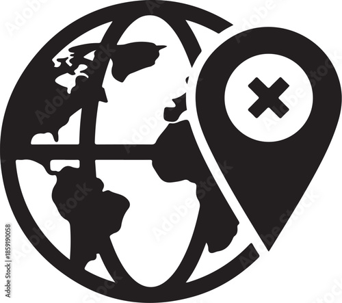 Global location marker with cancellation symbol