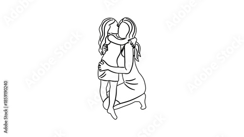 Loving mother embraces her young daughter in a tender moment of connection.