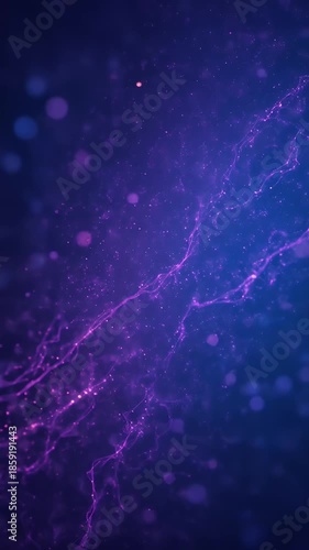Abstract particle background with glowing light trails and dot matrix pattern design