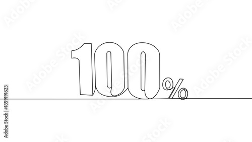 Clean line art illustration of 100 percent symbol, representing completion or perfection.