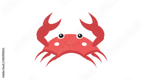 Cute and cheerful cartoon crab with a friendly smile, isolated on white background