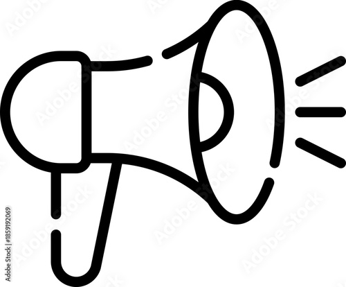 Megaphone icon silhouette, megaphone icon sketch, car horn silhouette, minimal audio symbol, minimal car horn icon vector illustration.megaphone line icon set vectors.A black megaphone silhouette icon