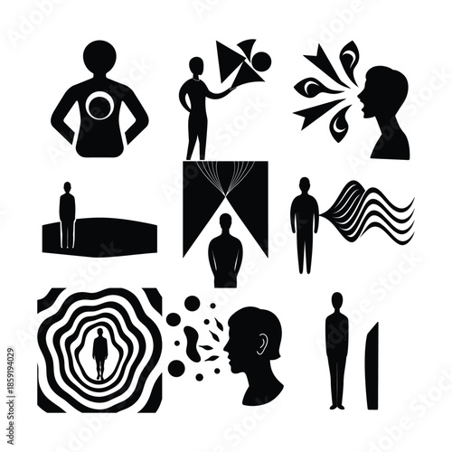 Abstract Silhouettes Exploring Concepts of Thought and Communication