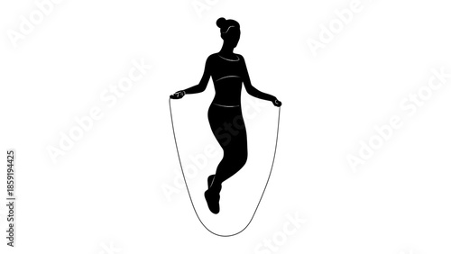 Athletic woman silhouette jumping rope with energy and focus