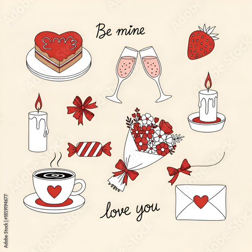 Romantic Valentine's Day with Red and White heart love