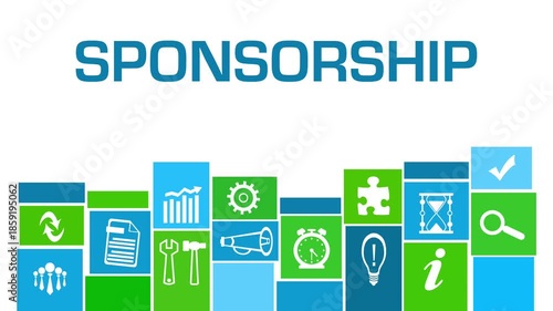Sponsorship Green Blue Grid Business Symbols Bottom 