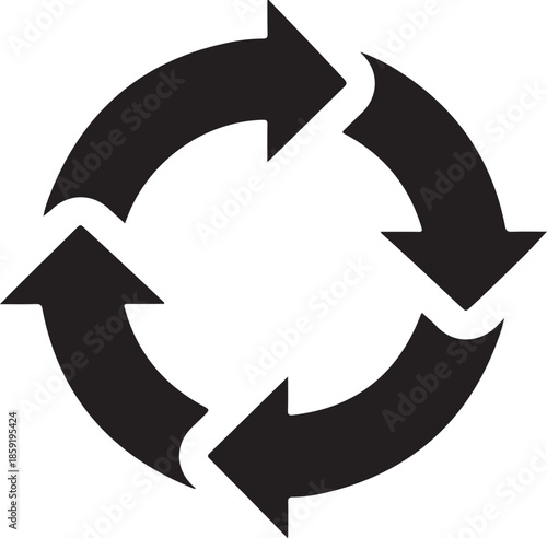 Black circular arrows symbolizing recycling and reuse