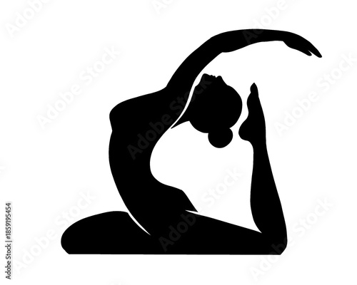silhouette of woman sitting yoga, icon isolated on white background
