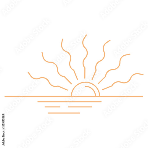 Minimalist sun rising over water