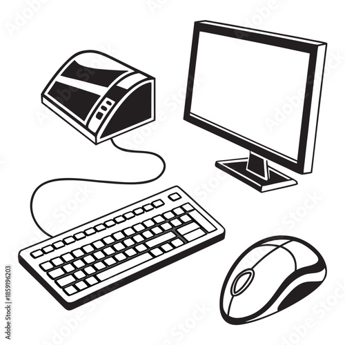 Computer workstation illustration