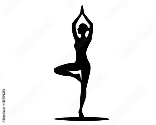 yoga woman silhouette, icon isolated on white background, type 5
