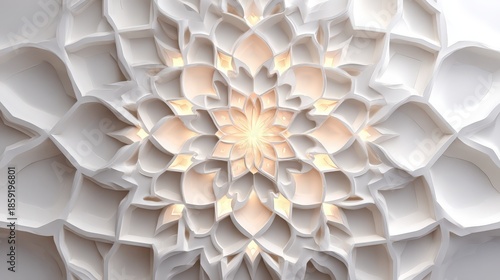 Abstract Islamic Geometric Pattern with Radiant Light and Details