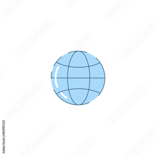 A simple blue globe icon representing the Earth, symbolizing global connections and international communication