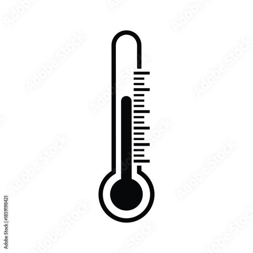 Black and white thermometer icon illustration