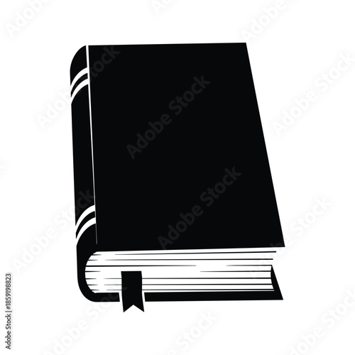 Black book with blank cover and bookmark