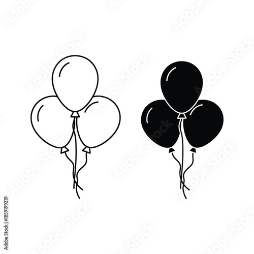 Black and white balloons illustration