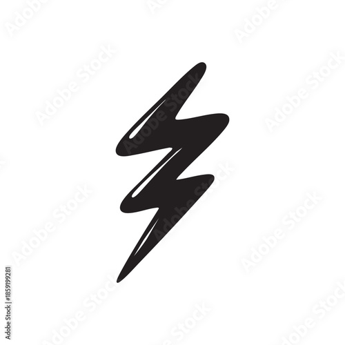 Black and white abstract zigzag brush stroke vector ink blot streak isolated on white background