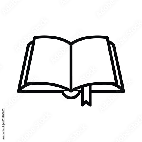 Open book with bookmark simple line icon