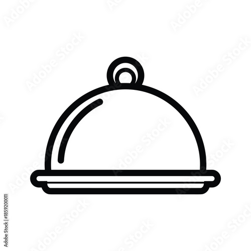 Serving Dish Cloche Icon Black Line Art