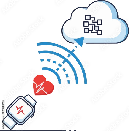 Smartwatch health monitoring system connected to cloud data analytics for remote patient care