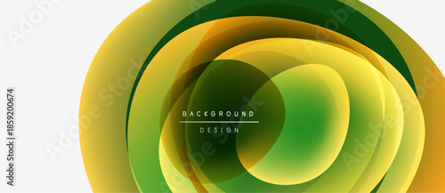 Abstract layers create swirling effect. Yellow, green hues blend smoothly. Modern design element for backgrounds, presentations.