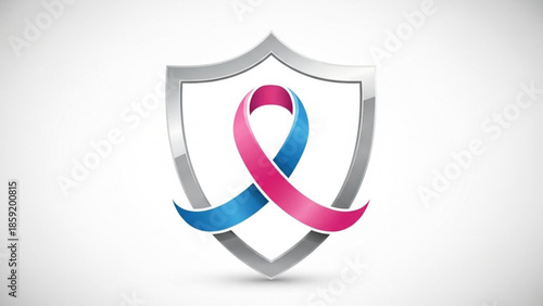 Symbol of Hope and Protection: A powerful emblem of solidarity and awareness, the image features a shield with a gracefully intertwined pink and blue ribbon. It's a striking visual statement.