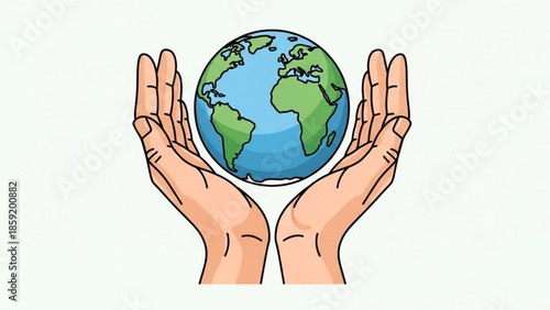 World in Gentle Hands: a gentle representation of environmental guardianship and global unity, as a pair of hands cradles the earth