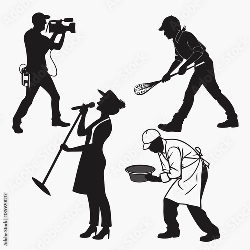 Silhouettes of professionals at work