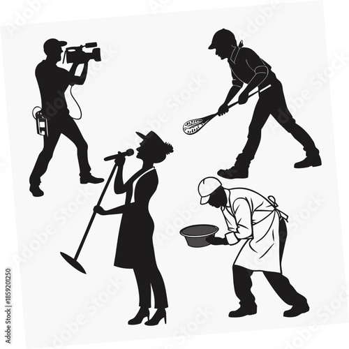 Silhouettes of professionals at work