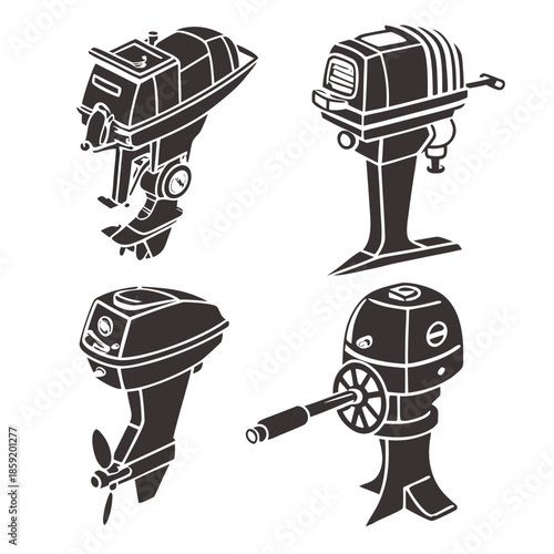 Outboard motor silhouettes