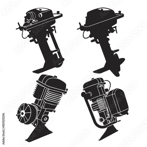 Outboard motor silhouettes
