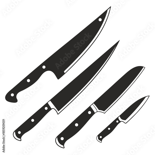 Set of kitchen knives