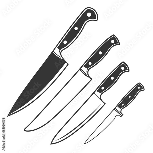 Set of kitchen knives