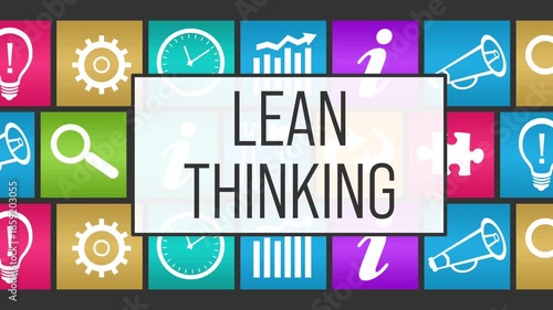 Lean Thinking Colorful Business Symbols Squares Lines Background Box Text 