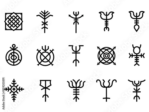 Collection of Bindrunes: Ancient Nordic Symbols for Protection and Guidance.