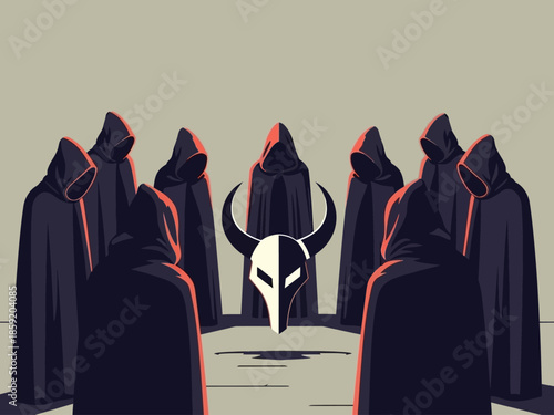 Mysterious Cult Gathering Around a Demonic Symbol.
