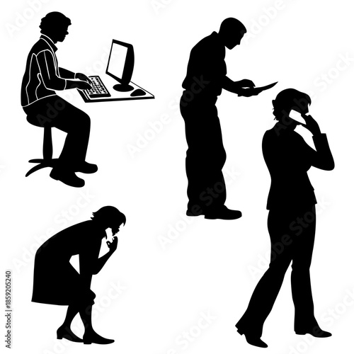 Business people engaged in various activities