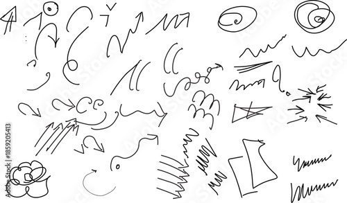A collection of abstract doodles and scribbles on a white background