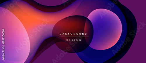 Abstract fluid shapes blend vibrant colors. Gradient waves create dynamic background, modern design element. Smooth curves suggest movement.