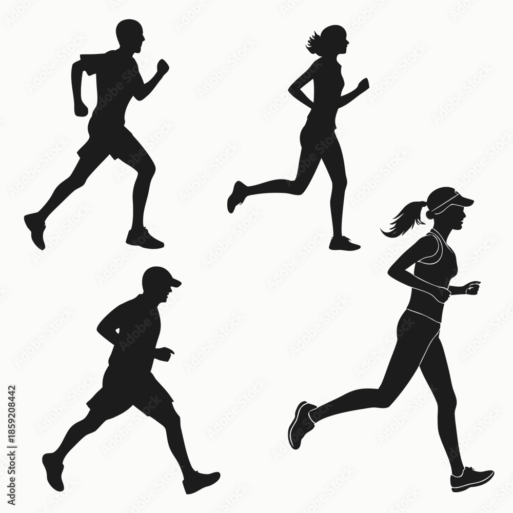 Fototapeta premium Silhouettes of runners