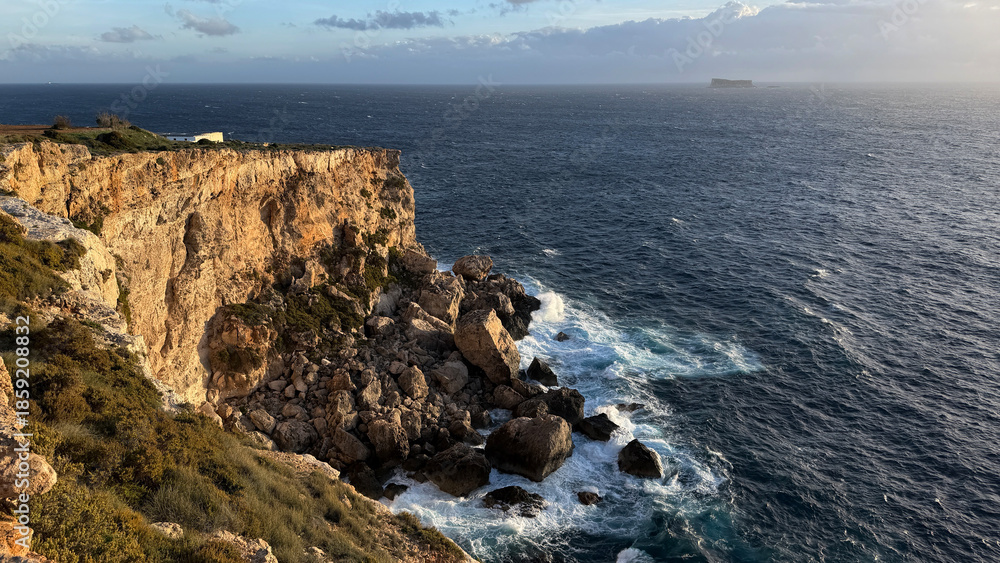 Fototapeta premium Xaqqa cliffs, Southeast of Malta. Natural landscape